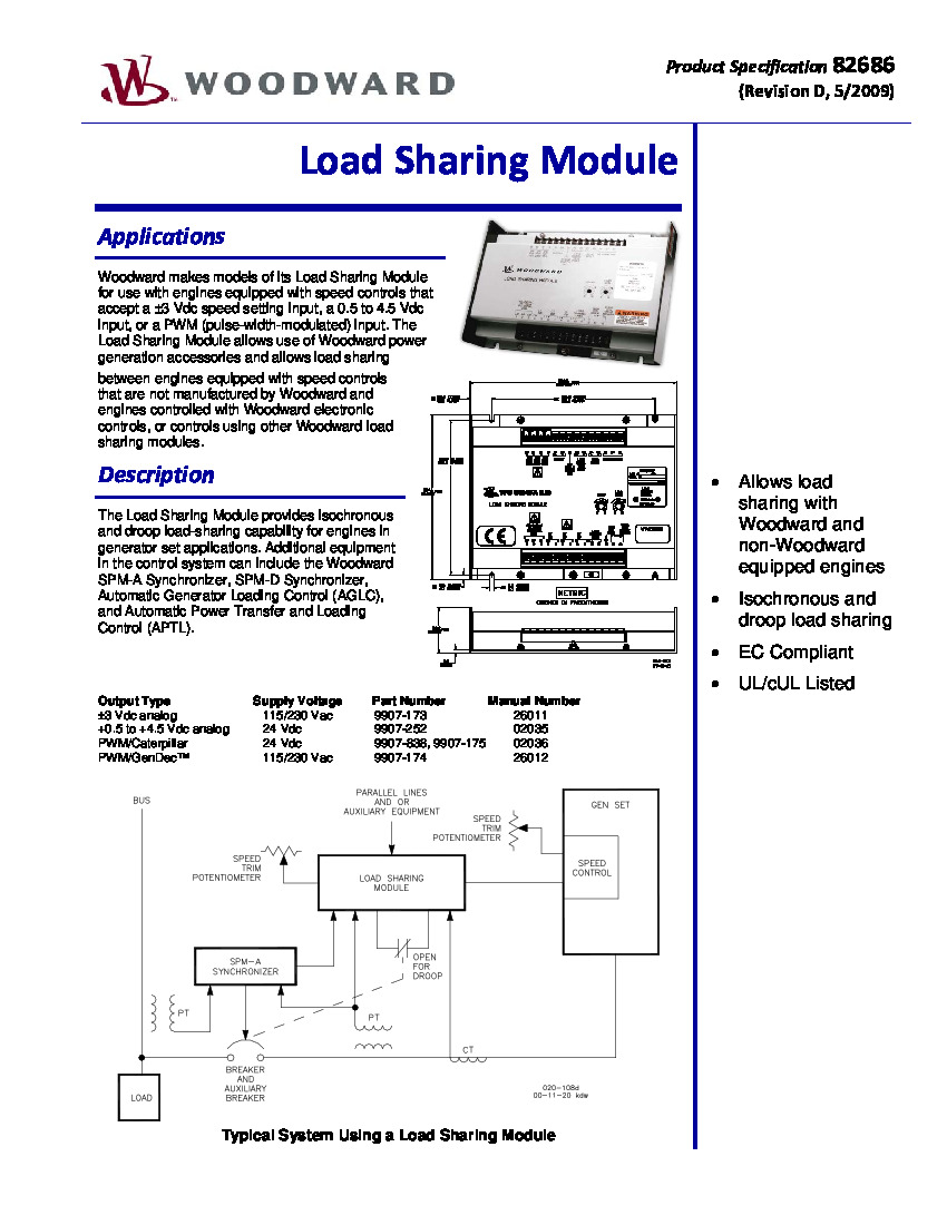 First Page Image of Woodward Load Sharing Module General Manual.pdf